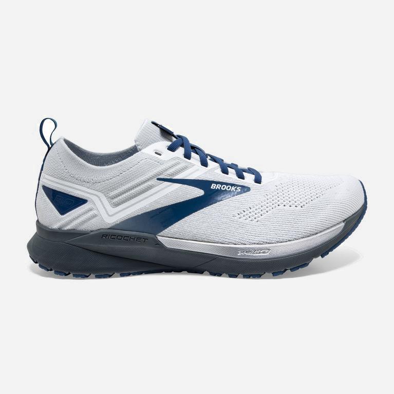 Brooks Ricochet 3 Australia - Men's Lightweight Road Running Shoes - White/Grey/Blue (240398-QMZ)